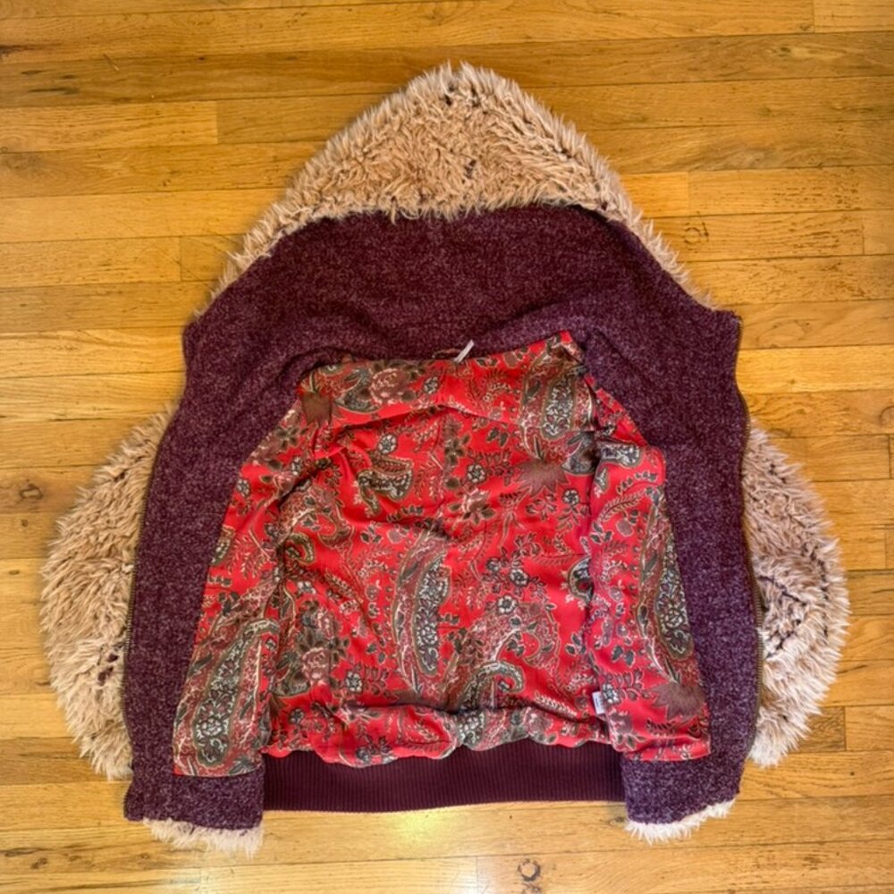 Free People Fluffy Dolman Oversized Blush Pink Faux Sherpa Hooded Zip Jacket - Picture 2 of 5